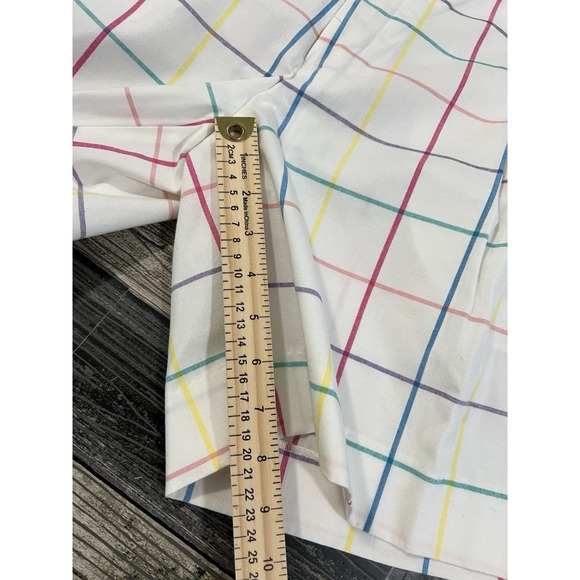 Izod White Tattersall Cotton Multi Plaid Chino Flat Front NEW Shorts 40 - Picture 4 of 5